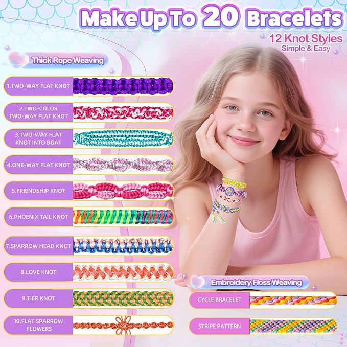 Euclidean Cube 2-in-1 Friendship Bracelet Making Kit, Arts and Crafts - Image 6