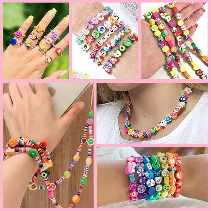 Gionlion 1000PCS Polymer Clay Beads Bracelet Making kit, 24 Style Cute Fun - Image 4