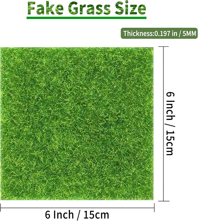 24 Pcs 6 X 6 Inch Fake Grass Decor - Image 2
