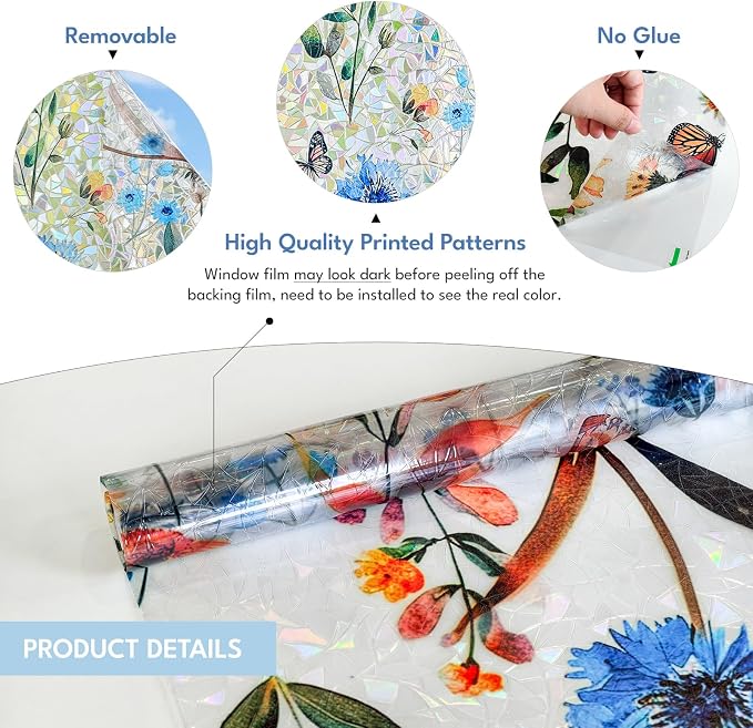 ADD.HERES Window Privacy Film, Stained Glass Decorative Static Cling, Removable - Image 6