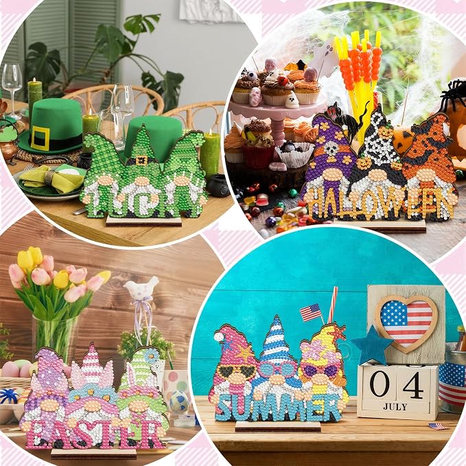 YooNotee 12 Sets Gnome Interchangeable Seasonal Diamond Art Tabletop - Image 5
