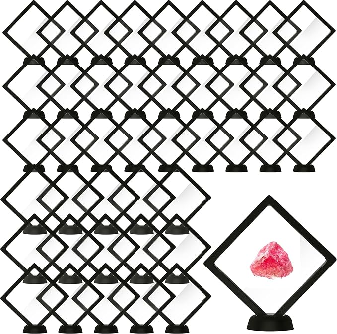 60 Pcs 3D Floating Display Case PE Film Jewelry Storage Box Coins Display Frame by FairySandy