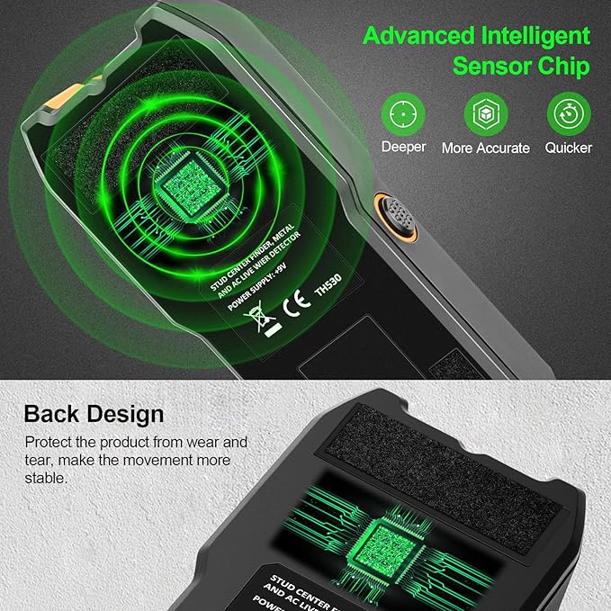 Stud Finder Wall Scanner - 5 in 1 Electronic Stud Detector with Upgraded Smart Sensor, Audio Alarm and HD LCD Display for the Center and Edge of Wood, AC Wire, Metal and Studs Detection (Amber)
