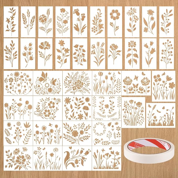 WSICSE 40 Pieces Flower Stencils by WSICSE
