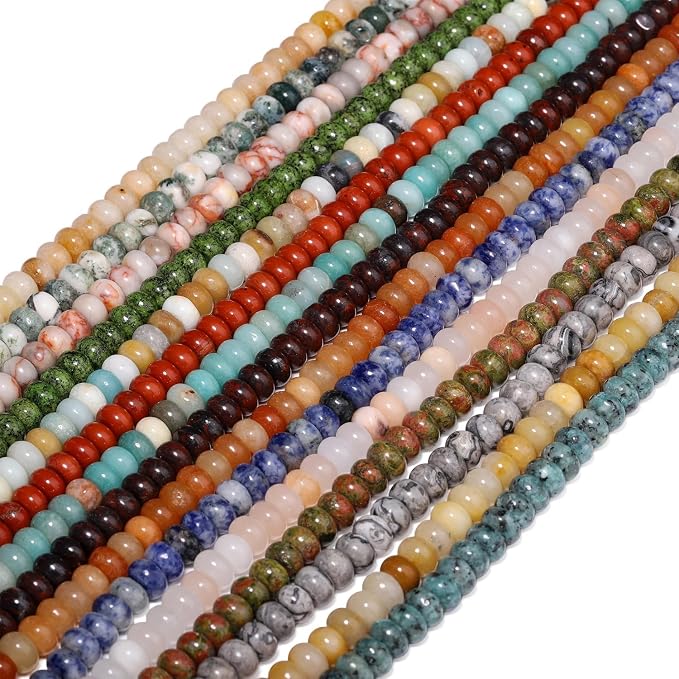Songxi 5x8mm Natural Deep Red Stone Rondelle Beads, Gemstone - Image 8