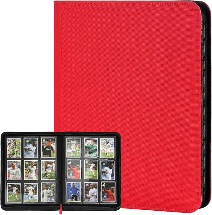 360 Cards Ringless 9-Pocket Side Loading Trading Card Binder, PU Zipper Fixed by GERMUN