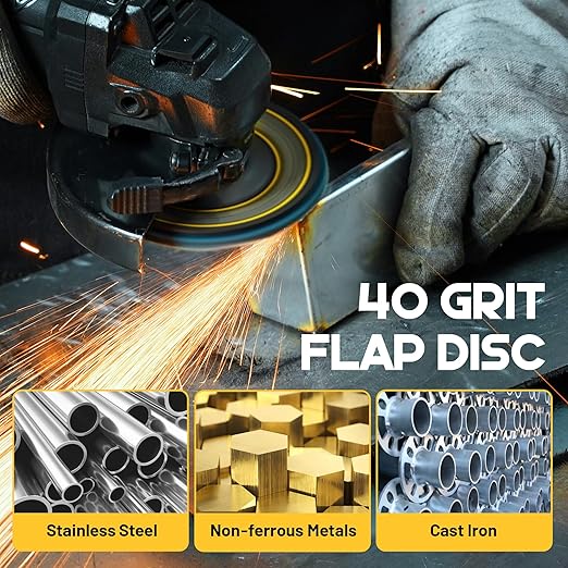 TOLESA Flap Discs 4 1/2 for Angle Grinder, 40 Grit Type 29 Zirconia Grinding Disc for Stainless Steel, Sheet Metal, Cast Iron (24 Pack)