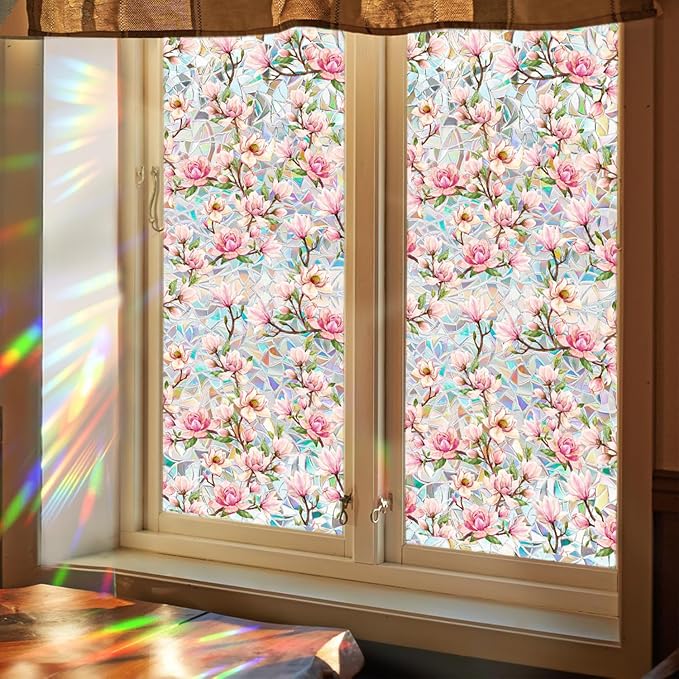 Floral Stained Glass Window Privacy Film, Retro Decorative Rainbow Window - Image 6
