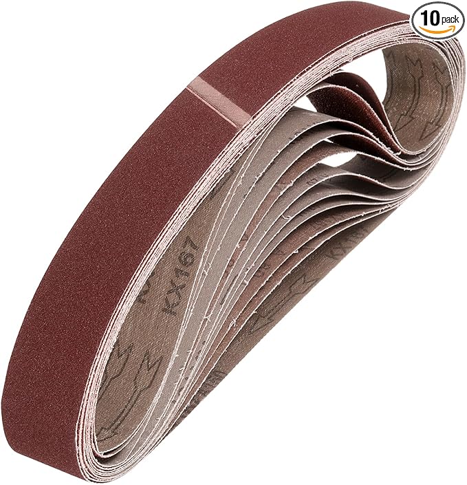 HARFINGTON 1-1/2 x 30 Inch Sanding Belts, 10 Pcs 180 Grits Aluminum Oxide Abrasive Belt Sander File Belt for Woodworking, Metal Polishing, Knife Sharpener