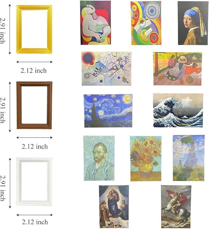 1:12 Scale 15 pcs Miniature Dollhouse Picture Frames - Image 2