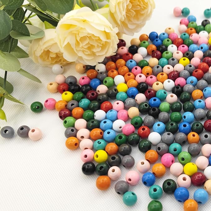 400PCS 12mm 20 Colors Colorful Round Wooden Beads - Image 2