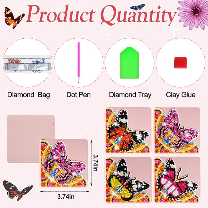 WIVICO 4Pcs Diamond Painting Bookmarks, Diamond Pearl Art Kits - Image 2