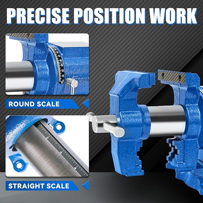5-Inch Heavy Duty Bench Vise Ductile Iron Bench Vise 360° Multi-Purpose Bench Vice with Anvil, Clamp force 4000KG, Blue