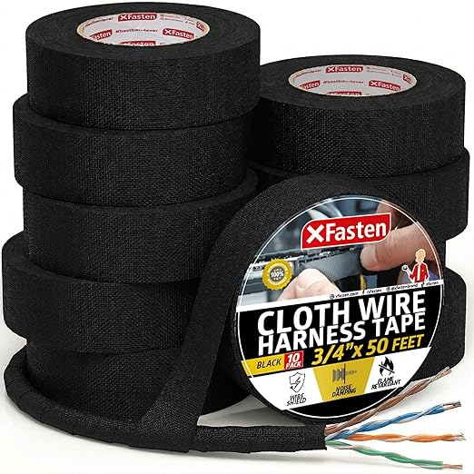 XFasten Wire Harness Tape, 3/4-Inch x 50 Feet, High Temp Wiring Loom Harness by XFasten