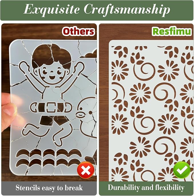 Geometric Texture Stencils for Crafts Reusable 16Pcs Stencils | DIY Art - Image 3