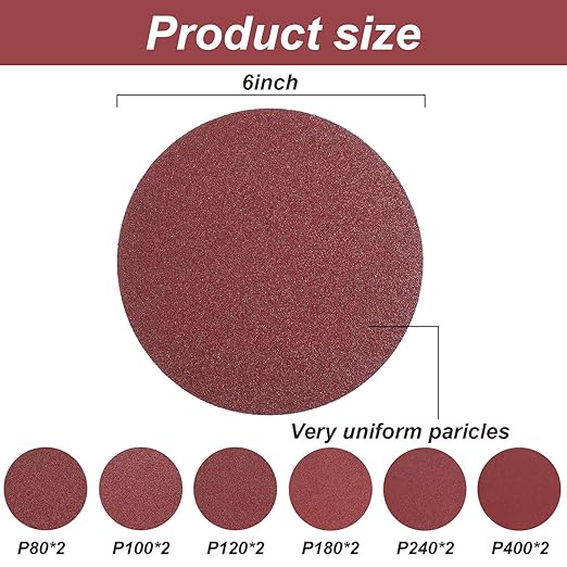 Blulu 22 Pieces Sanding Belts and Sanding Discs Set Includes 4 x 36 Inch Belts (80/120/150/240/400 Grits) and 6 Inch Self Adhesive No Hole Alumina Disc for Bench Combination Sander Woodworking