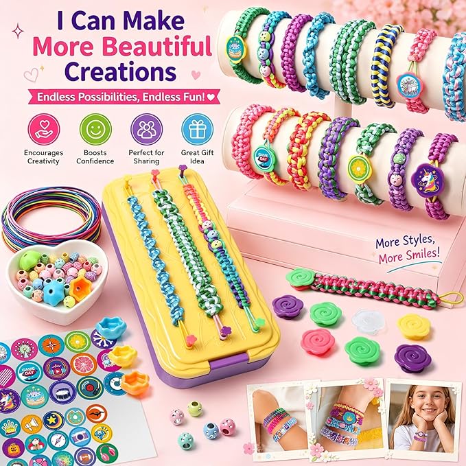 DDAI Arts and Crafts for Kids Age 8-12 Friendship Bracelet Making Kit for Girls - Image 4