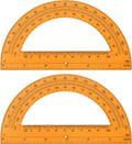Zonon 2 Pcs 6 Inch Plastic Protractor Math Protractors 180 Degrees Angle Measurement, Translucent for Geometry Classroom Kid Student School Office Supplies(Orange)