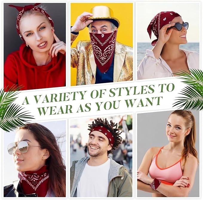 100 Pack Bandanas Unisex Paisley Bandanas Bulk Multi Purpose Cowboy Head Wrap - Image 7