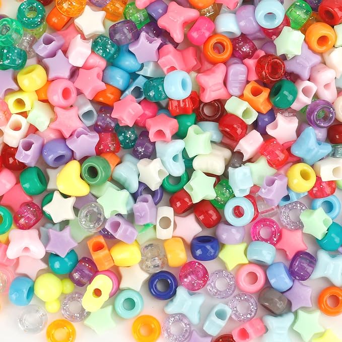 1100 Pcs Mixed Colors Shape Barrel Plastic Loose Beads by anpiwshjo