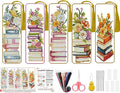 5PC Book Flowers Counted Cross Stitch Bookmark Kit by Paintcolordiamondpainting