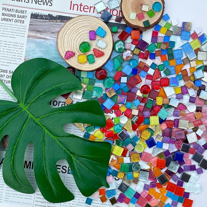 LITMIND 1.1LB Assorted Colors Irregular Crystal Glass Mosaic Tiles - Image 2