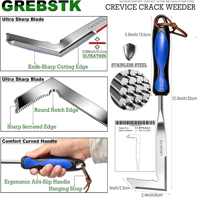 GREBSTK Crack Weeder Crevice Weeding Stainless Steel Sharp Lightweight Tool | - Image 2