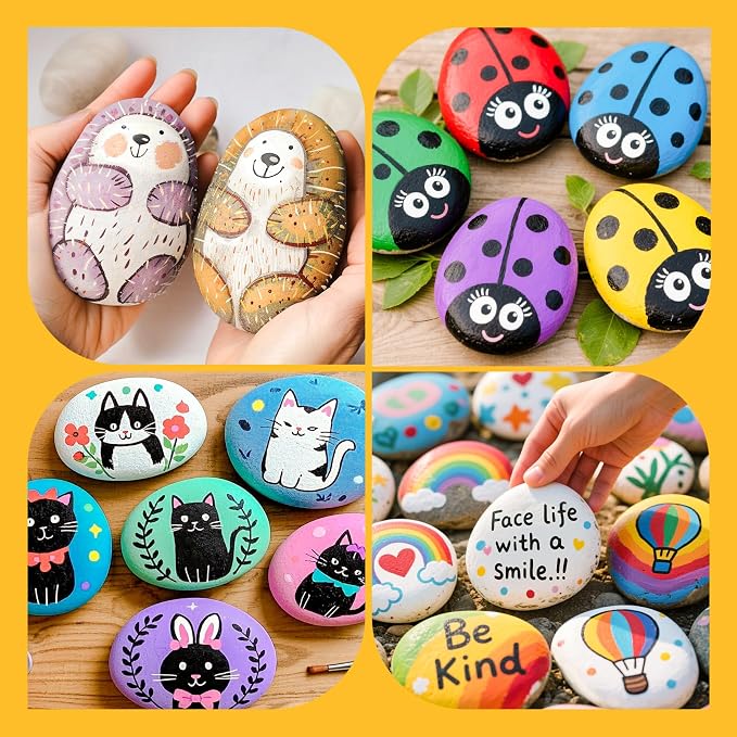 Simetufy 15 Pcs Large Rocks for Painting, 4-5 Inch River Rocks Painting Stones - Image 2