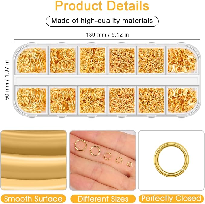 Anezus 1200PCS Jump Rings for Jewelry Making Kit, Jewelry Making Supplies and - Image 5