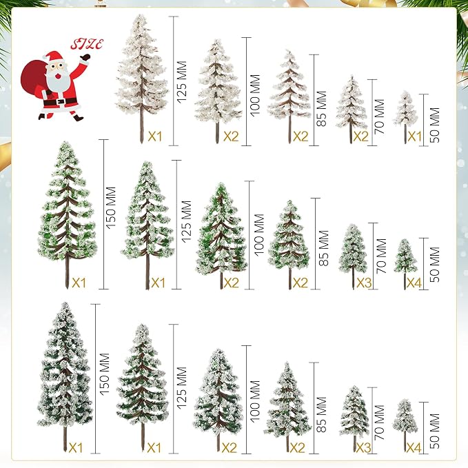 Skylety 35 Pieces Model Trees 6.3-1.2 Inch Mixed Miniature Trees Diorama - Image 2