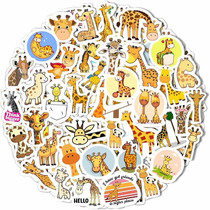 BulbaCraft Giraffe Stickers for Water Bottle, Scrapbooking, Laptop Decals — by BulbaCraft