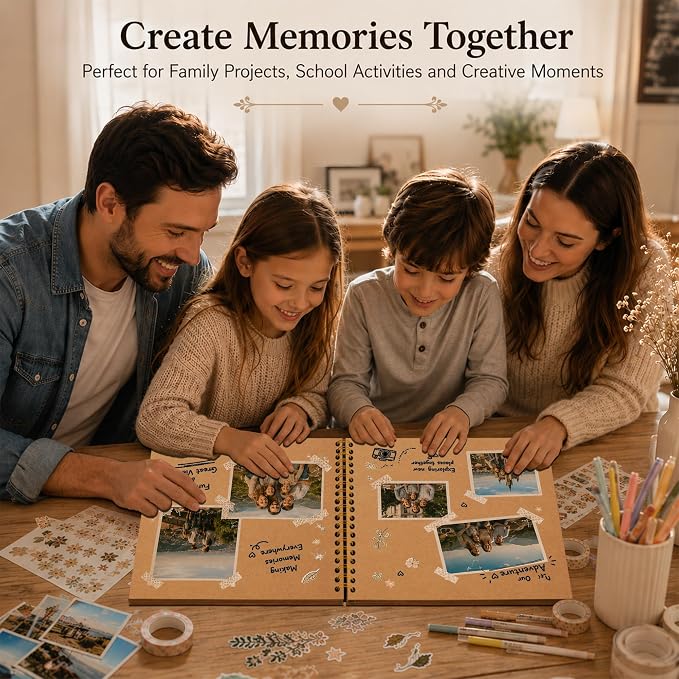 DIY Scrapbook Album 10x10 Inch 40 Pages, Hardcover Kraft Paper | Photo Book - Image 4