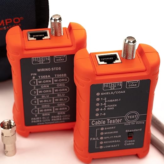 TEMPO Communications PA1594 Network Cable Tester | LAN & AV Cable Continuity Tester | 8-Way RJ45, UTP, STP, Coaxial Cables
