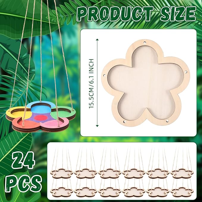 DoubleFill 24 Pcs Thickened Wood Bird Feeder Craft Kits - Image 2