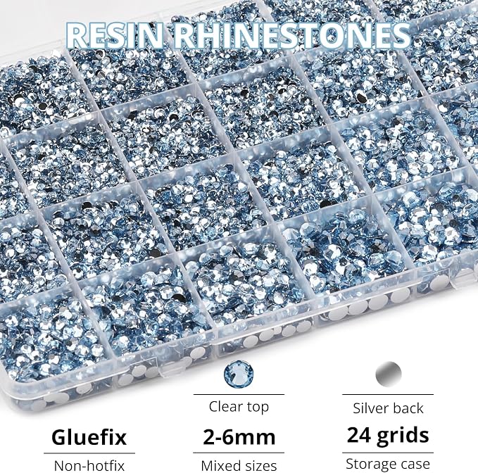 31000Pcs Baby Blue Rhinestones for Bedazzling, Flat Back Jewels Diamonds - Image 3