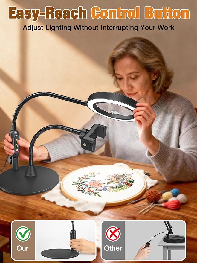 30X 10X Magnifying Glass with Light and Phone Holder, 5 Color Modes Stepless - Image 5
