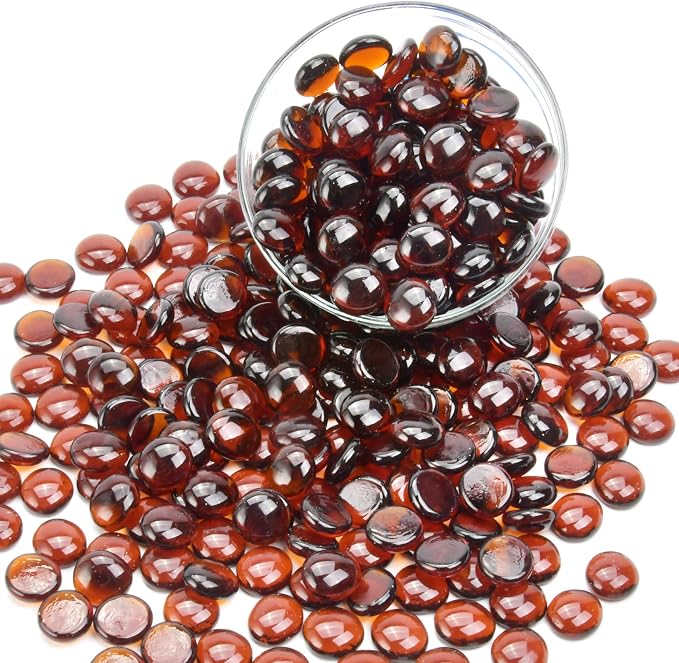 5LB Amber Flat Glass Marbles for Vases, Gemstone Beads Vase Filler Decorative - Image 7