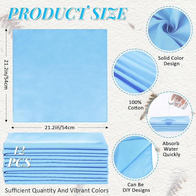 Suhine 100% Cotton Solid Bandanas Blank Bandanas Multifunctional Headband Scarf - Image 2