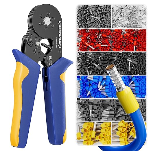 haisstronica Ferrule Crimping Tool Kit Black Wire Ferrules Crimper with 1200PCS Ferrule AWG 23-10 Wire End Ferrule Terminals