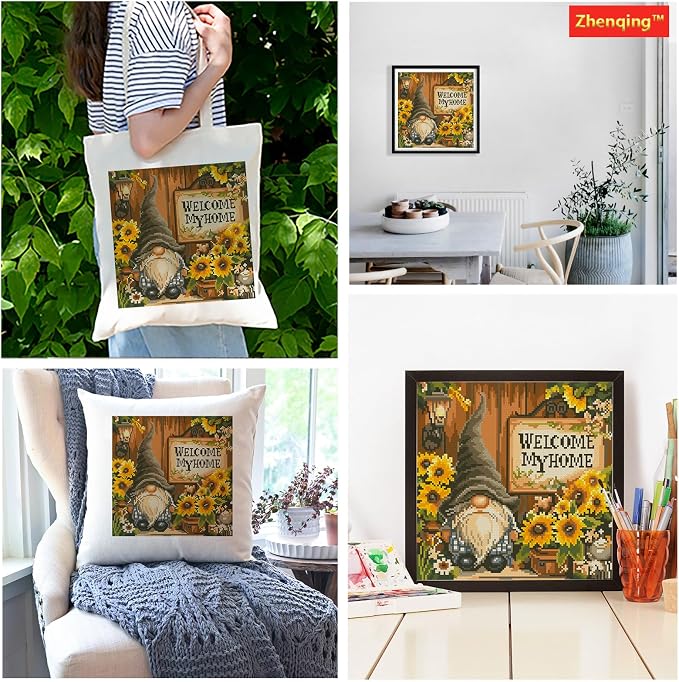 Zhenqing Garden Gnome Welcome Stamped Cross Stitch Kit - Image 7