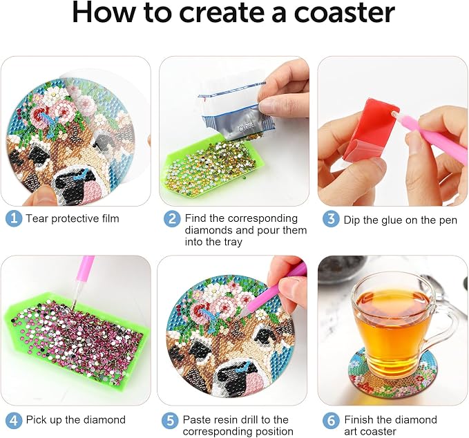 Cumule 8 PCS Cow Diamond Art Coaster - Image 3