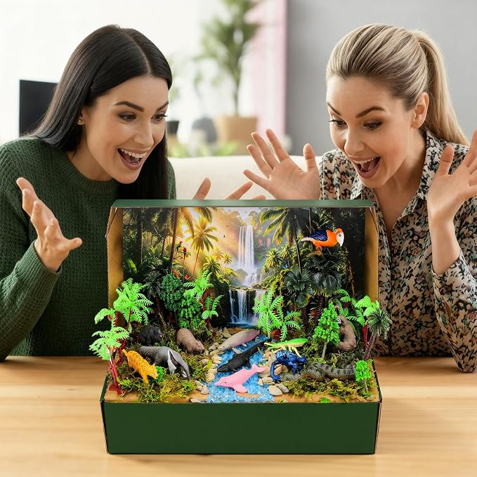 90 Pcs Tropical Rainforest Diorama Kit Habitat Project Box Set Rainforest - Image 2