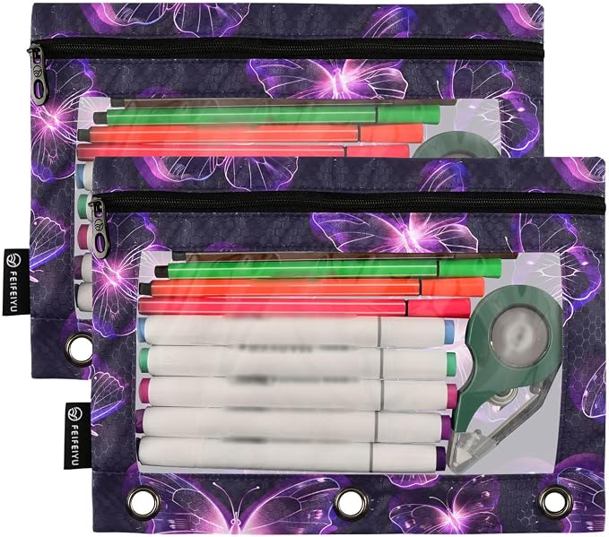 Butterflies Purple Neon Pencil Pouch - Image 2