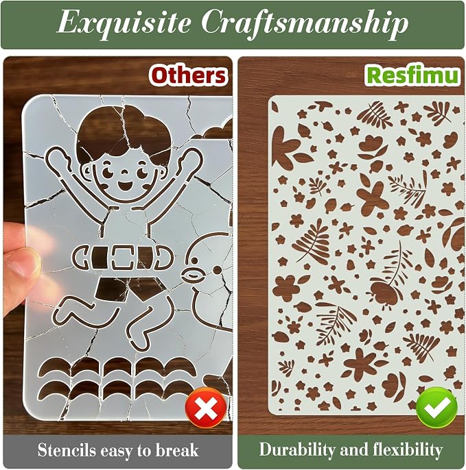 Geometric Texture Stencils for Crafts Reusable 12Pcs Stencils | DIY Art - Image 3