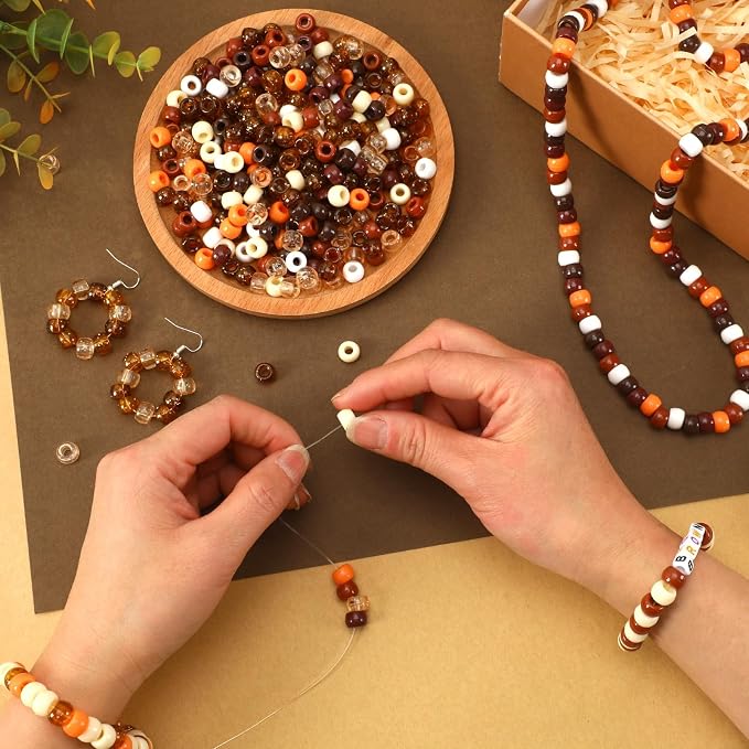 UPINS 1200Pcs Brown Pony Beads for Bracelets Jewelry Making DIY Crafts Brown - Image 4