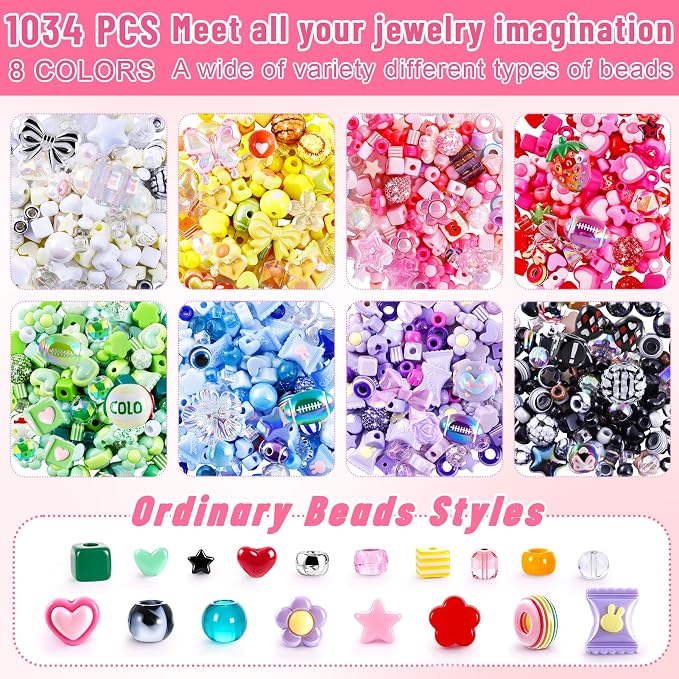 TOHONGADON 2200 PCS DIY Bag Charm Kits, Beaded Keychain Making Kit - Image 2
