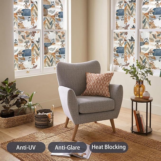 DKTIE Vintage Nature Art Tile Seamless Pattern Bathroom Window Privacy Film - Image 3