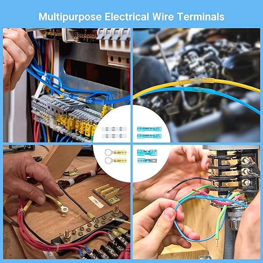 Kuject 260PCS Heat Shrink Wire Connectors, Multipurpose Electrical Wire Connectors Kit, Waterproof Solder Seal Terminal Connectors, Insulated Spade Crimp Ring Butt Splice Connectors for Marine Truck