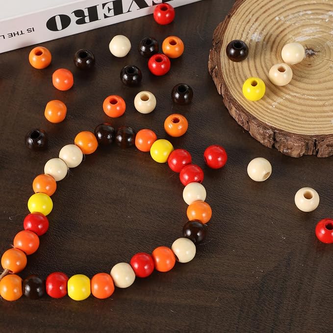 240pcs 16mm Wooden Beads Fall Wood Beads 6 Colors Hole:6mm Round Spacer Beads - Image 8
