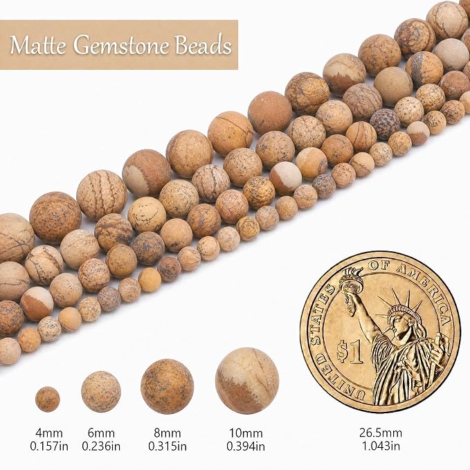 4mm Matte Picture Jasper Bead, 15-Inch Matte Round Loose Stone Beads - Image 3